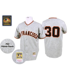 Men's Mitchell and Ness 1962 San Francisco Giants #30 Orlando Cepeda Authentic Grey Throwback MLB Jersey
