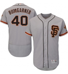 Men's Majestic San Francisco Giants #40 Madison Bumgarner Grey Alternate Flex Base Authentic Collection MLB Jersey