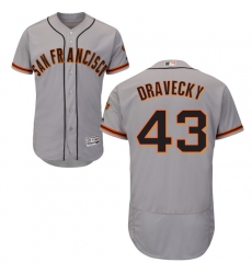 Men's Majestic San Francisco Giants #43 Dave Dravecky Grey Road Flex Base Authentic Collection MLB Jersey