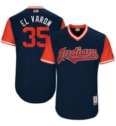 Men's Majestic Cleveland Indians #35 Abraham Almonte 