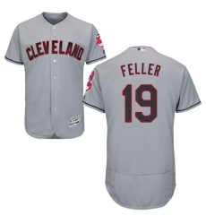 Men's Majestic Cleveland Indians #19 Bob Feller Grey Road Flex Base Authentic Collection MLB Jersey