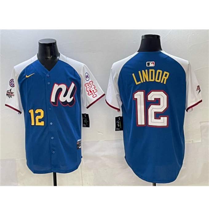 Men's National League #12 Francisco Lindor Blue Alternate 2025 All-Star With Edition Limited Stitched Baseball Jersey
