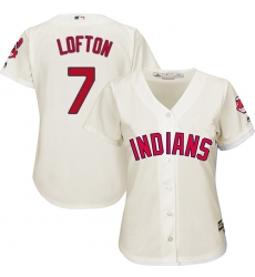 Women's Majestic Cleveland Indians #7 Kenny Lofton Authentic Cream Alternate 2 Cool Base MLB Jersey