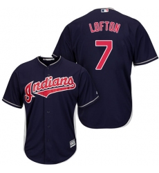 Youth Majestic Cleveland Indians #7 Kenny Lofton Authentic Navy Blue Alternate 1 Cool Base MLB Jersey