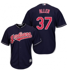 Youth Majestic Cleveland Indians #37 Cody Allen Replica Navy Blue Alternate 1 Cool Base MLB Jersey