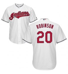 Youth Majestic Cleveland Indians #20 Eddie Robinson Replica White Home Cool Base MLB Jersey
