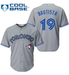 Youth Majestic Toronto Blue Jays #19 Jose Bautista Authentic Grey Road MLB Jersey