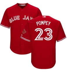 Youth Majestic Toronto Blue Jays #23 Dalton Pompey Authentic Scarlet Alternate MLB Jersey