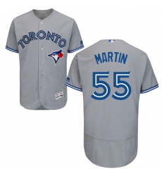 Men's Majestic Toronto Blue Jays #55 Russell Martin Grey Road Flex Base Authentic Collection MLB Jersey