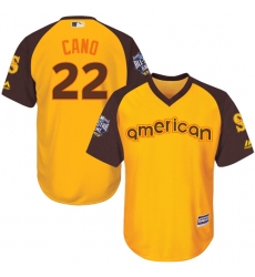 Youth Majestic Seattle Mariners #22 Robinson Cano Authentic Yellow 2016 All-Star American League BP Cool Base MLB Jersey