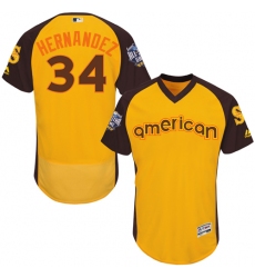 Men's Majestic Seattle Mariners #34 Felix Hernandez Yellow 2016 All-Star American League BP Authentic Collection Flex Base MLB Jersey