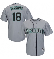 Men's Majestic Seattle Mariners #18 Hisashi Iwakuma Replica Grey Road Cool Base MLB Jersey