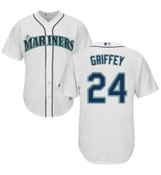 Youth Majestic Seattle Mariners #24 Ken Griffey Authentic White Home Cool Base MLB Jersey