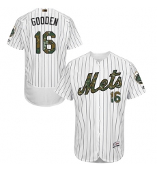 Men's Majestic New York Mets #16 Dwight Gooden Authentic White 2016 Memorial Day Fashion Flex Base MLB Jersey