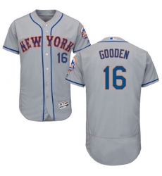 Men's Majestic New York Mets #16 Dwight Gooden Grey Road Flex Base Authentic Collection MLB Jersey