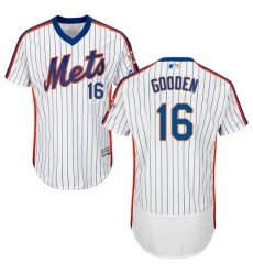 Men's Majestic New York Mets #16 Dwight Gooden White Alternate Flex Base Authentic Collection MLB Jersey
