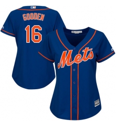 Women's Majestic New York Mets #16 Dwight Gooden Authentic Royal Blue Alternate Home Cool Base MLB Jersey