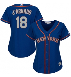Women's Majestic New York Mets #18 Travis d'Arnaud Authentic Royal Blue Alternate Road Cool Base MLB Jersey