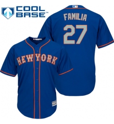 Men's Majestic New York Mets #27 Jeurys Familia Replica Royal Blue Alternate Road Cool Base MLB Jersey