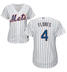 Women's Majestic New York Mets #4 Wilmer Flores Authentic White Home Cool Base MLB Jersey