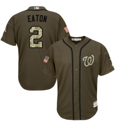 Youth Majestic Washington Nationals #2 Adam Eaton Authentic Green Salute to Service MLB Jersey