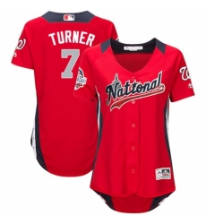 Women's Majestic Washington Nationals #7 Trea Turner Game Red National League 2018 MLB All-Star MLB Jersey