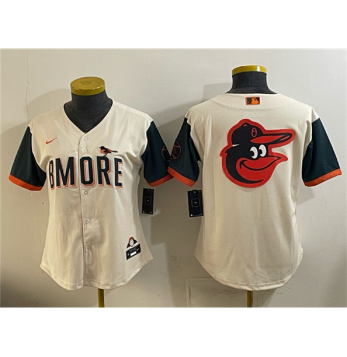 Youth Baltimore Orioles Team Big Logo Natural 2026 City Connect Stadium Stitched Baseball Jersey