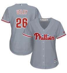 Women's Majestic Philadelphia Phillies #26 Chase Utley Authentic Grey Road Cool Base MLB Jersey
