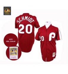 Men's Mitchell and Ness Philadelphia Phillies #20 Mike Schmidt Replica Red Throwback MLB Jersey