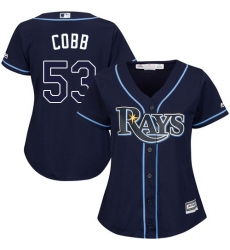 Women's Majestic Tampa Bay Rays #53 Alex Cobb Authentic Navy Blue Alternate Cool Base MLB Jersey