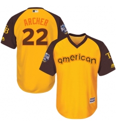 Youth Majestic Tampa Bay Rays #22 Chris Archer Authentic Yellow 2016 All-Star American League BP Cool Base MLB Jersey