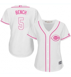 Women's Majestic Cincinnati Reds #5 Johnny Bench Authentic White Fashion Cool Base MLB Jersey