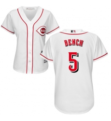 Women's Majestic Cincinnati Reds #5 Johnny Bench Authentic White Home Cool Base MLB Jersey