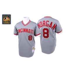 Men's Mitchell and Ness Cincinnati Reds #8 Joe Morgan Replica Grey Throwback MLB Jersey
