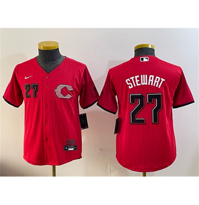 Youth Cincinnati Reds #27 Sal Stewart Red 2026 City Connect Stadium Stitched Baseball Jersey
