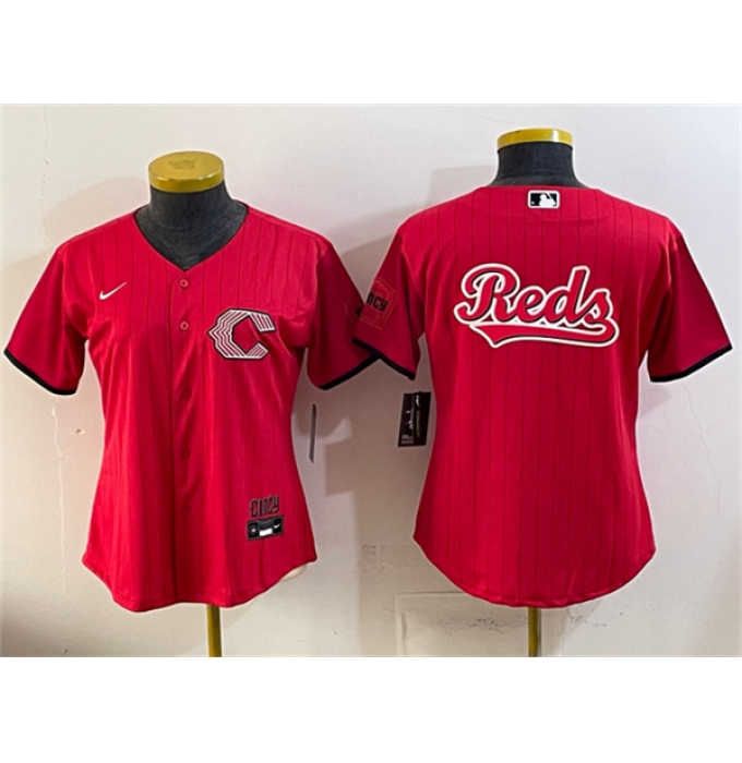 Youth Cincinnati Reds Team Big Logo Red 2026 City Connect Stadium Stitched Baseball Jersey