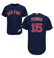 Men's Majestic Boston Red Sox #15 Dustin Pedroia Navy Blue Alternate Flex Base Authentic Collection MLB Jersey