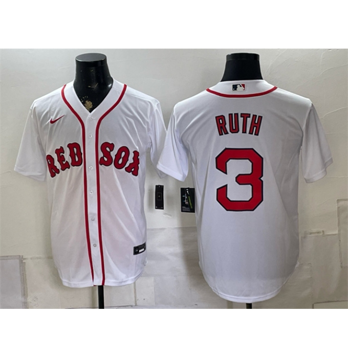 Men's Boston Red Sox #3 Babe Ruth White Cool Base Stitched Baseball Jersey