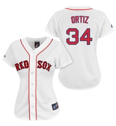Women's Majestic Boston Red Sox #34 David Ortiz Authentic White MLB Jersey