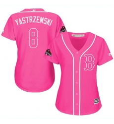 Women's Majestic Boston Red Sox #8 Carl Yastrzemski Authentic Pink Fashion 2018 World Series Champions MLB Jersey