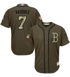 Youth Majestic Boston Red Sox #7 Christian Vazquez Authentic Green Salute to Service MLB Jersey