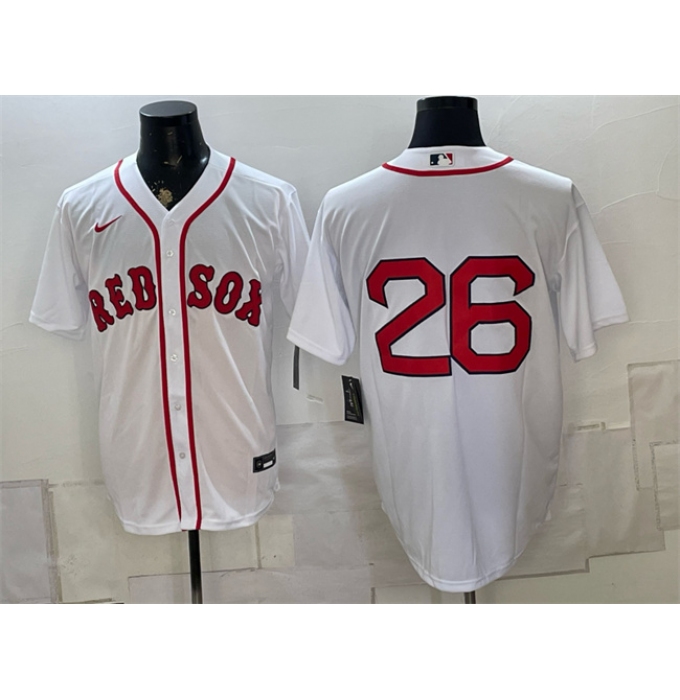 Men's Boston Red Sox #26 Wade Boggs White No Name Cool Base Stitched Baseball Jersey