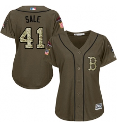 Women's Majestic Boston Red Sox #41 Chris Sale Authentic Green Salute to Service 2018 World Series Champions MLB Jersey
