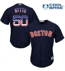 Men's Majestic Boston Red Sox #50 Mookie Betts Replica Navy Blue USA Flag Fashion Road Cool Base MLB Jersey