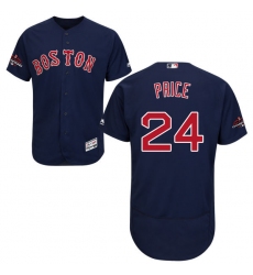 Men's Majestic Boston Red Sox #24 David Price Navy Blue Alternate Flex Base Authentic Collection 2018 World Series Champions MLB Jersey