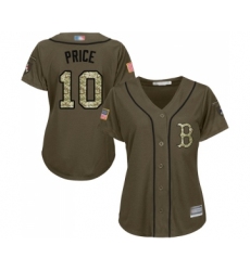 Women's Boston Red Sox #10 David Price Authentic Green Salute to Service Baseball Jersey