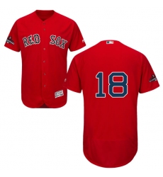 Men's Majestic Boston Red Sox #18 Mitch Moreland Red Alternate Flex Base Authentic Collection 2018 World Series Champions MLB Jersey