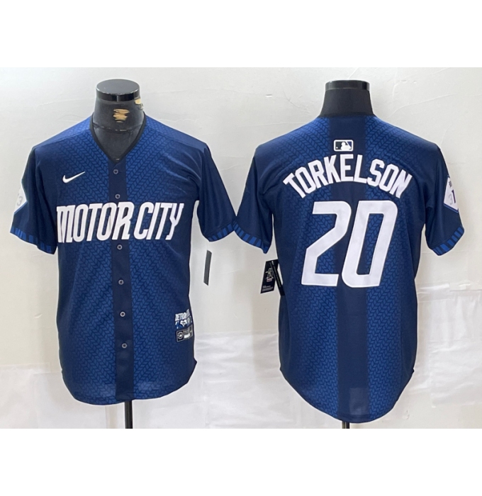 Men's Detroit Tigers #20 Spencer Torkelson 2024 Navy City Connect Cool Base Limited Stitched Jersey