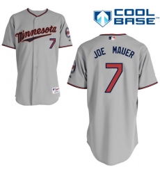 Women's Majestic Minnesota Twins #7 Joe Mauer Authentic Grey Road Cool Base MLB Jersey