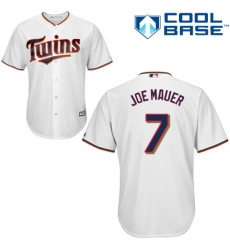 Women's Majestic Minnesota Twins #7 Joe Mauer Replica White Home Cool Base MLB Jersey